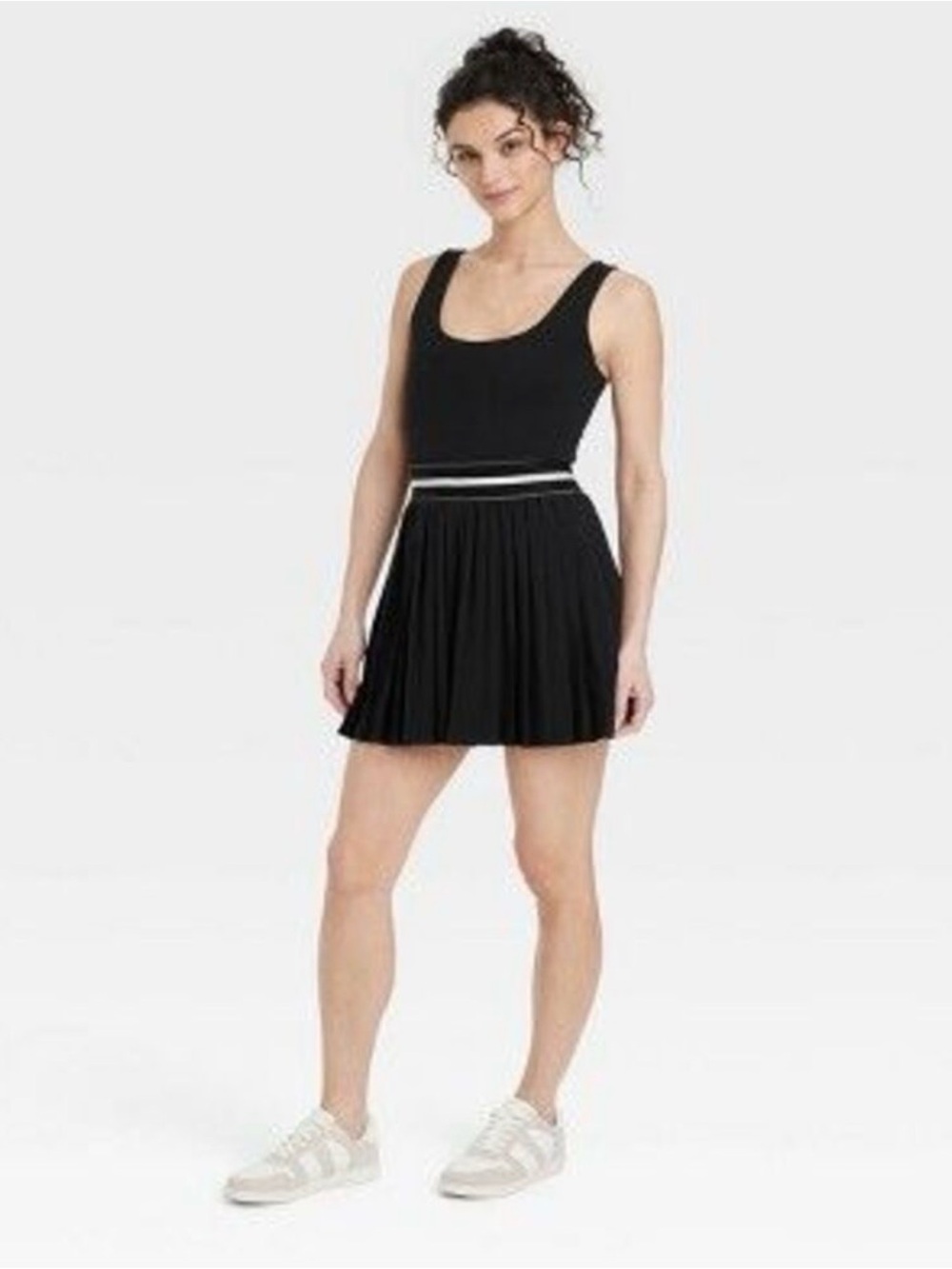 all in motion Black Pleated athletic dress with Striped Waistband